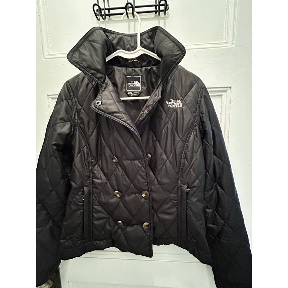 Ladies The North Face Prima Loft quilted jacket size S Black Tortoise Buttons